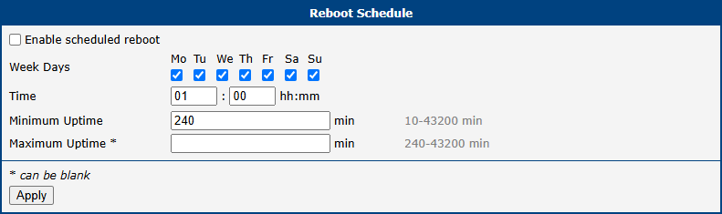 Reboot Schedule
