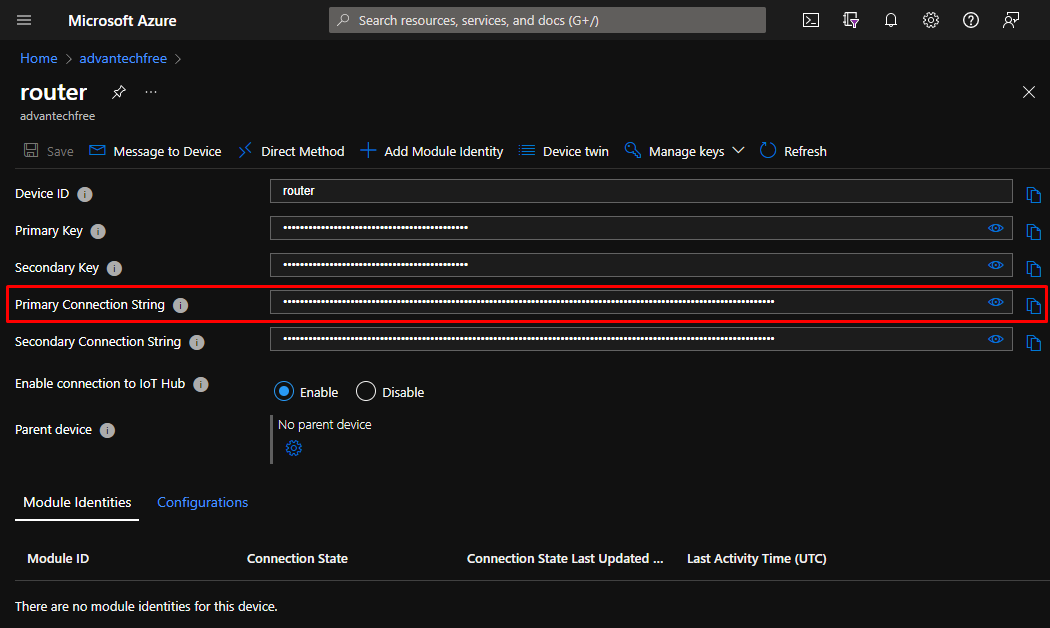 Primary connection string