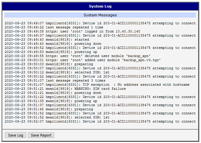 System Log