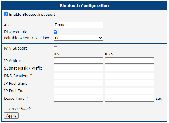 Global configuration page