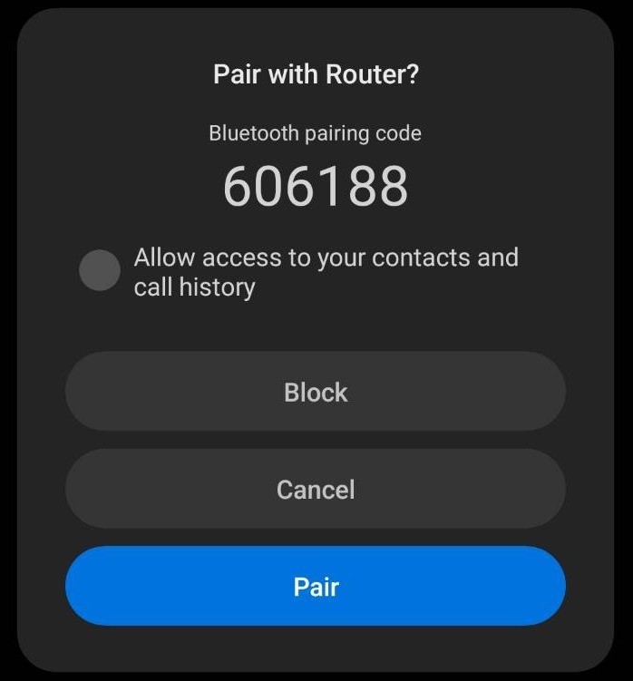 Pairing confirmation on the mobile device