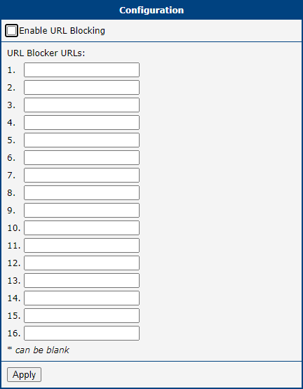 URL Blocker form