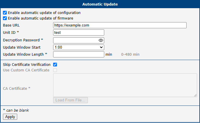 Example of a Scheduled Automatic Update