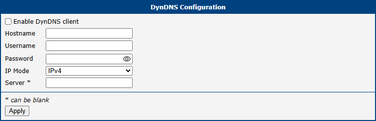 DynDNS Configuration Page