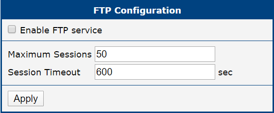 Configuration of FTP server