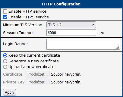 Web Server Configuration Page