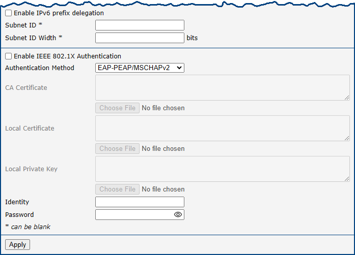 LAN Configuration Page