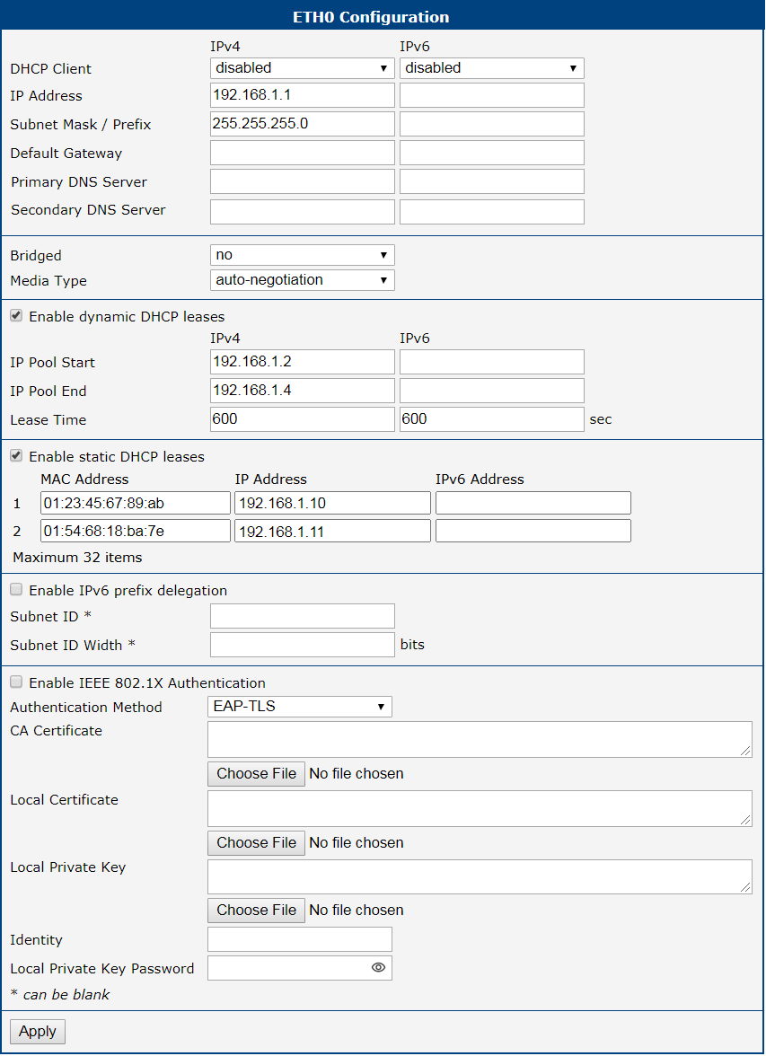 LAN Configuration for Example 2