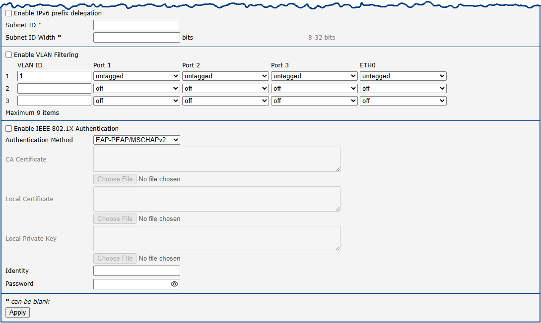 LAN Configuration Page