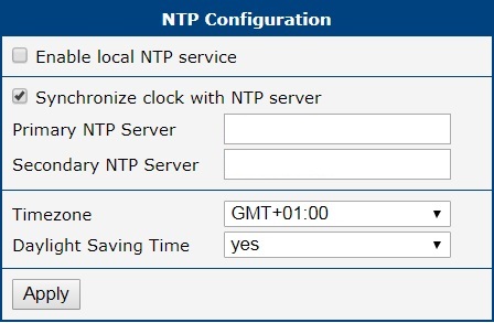 NTP Configuration Page