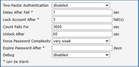 Authentication Configuration Interface