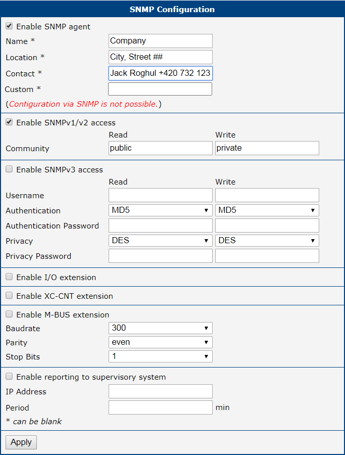 SNMP Configuration Example