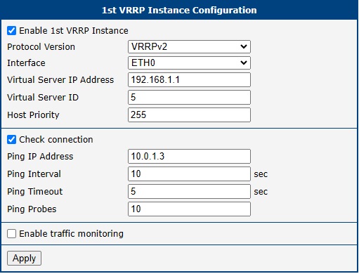 Main Router Configuration