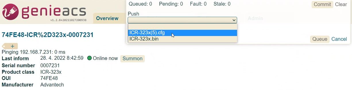 Push file to the device