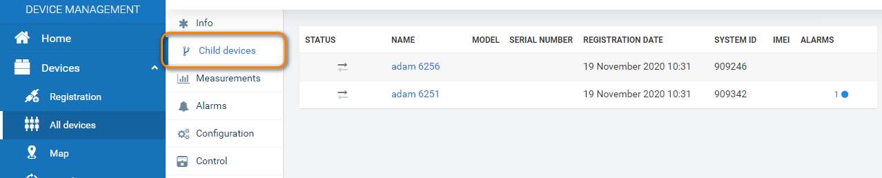 Modbus child devices