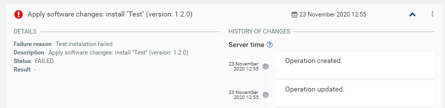 Record of failed software install