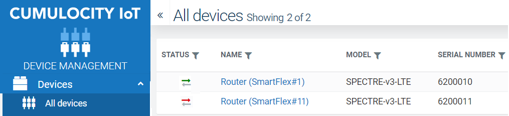 Device in the All Devices list