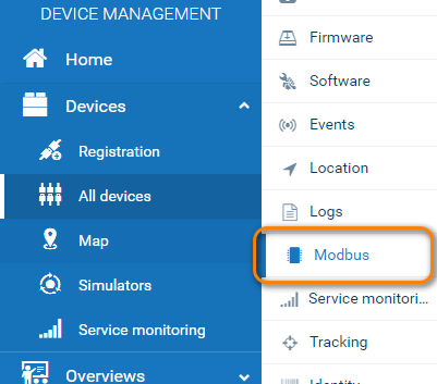 Modbus configuration