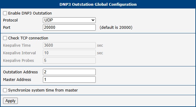 Configuration form — Global