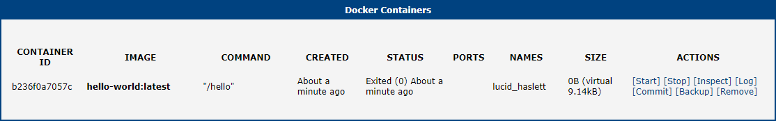 Hello World — Container