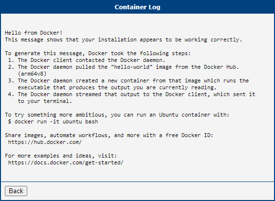 Hello World — Container Log