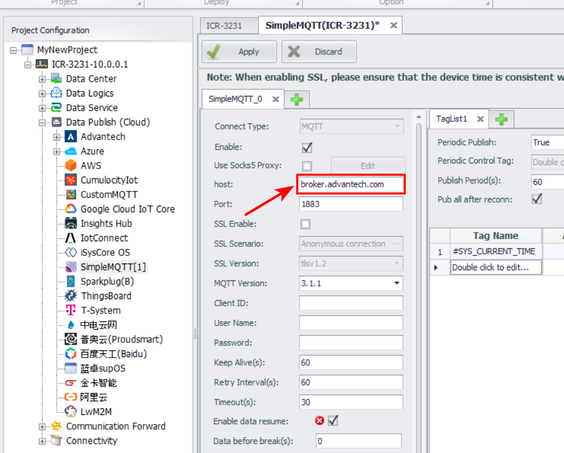 Simple MQTT Broker Configuration