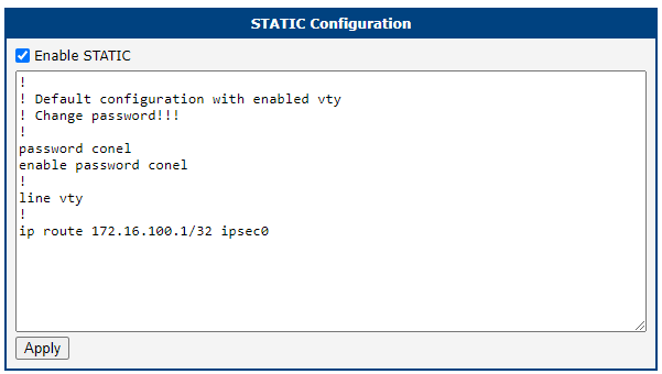 Static configuration Router A