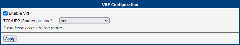 VRF Global Configuration