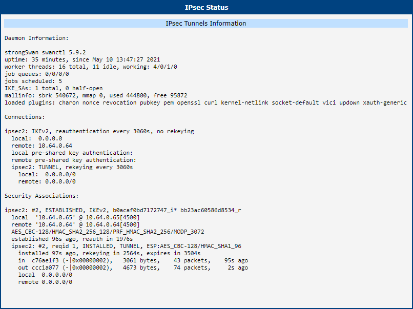 Client 2 IPsec status