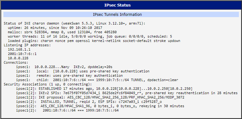 IPsec Status of the Responder