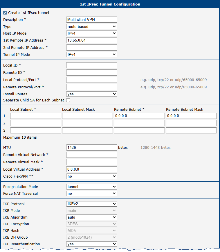 Client configuration