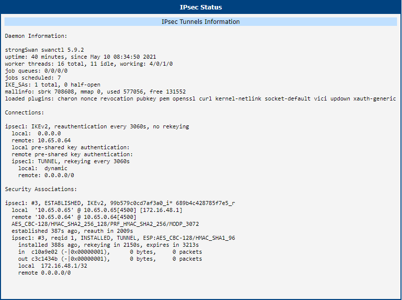 Client IPsec status