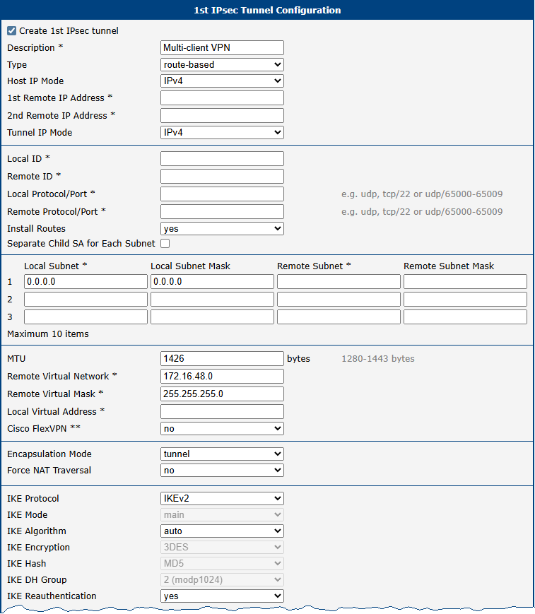 Server configuration