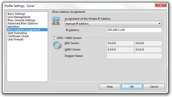 NCP Secure Entry Client — IPsec address assignment