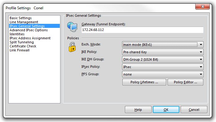 NCP Secure Entry Client — IPsec general settings