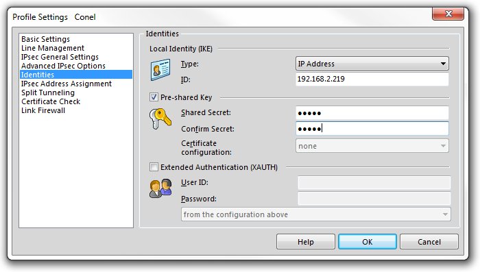 NCP Secure Entry Client — identities