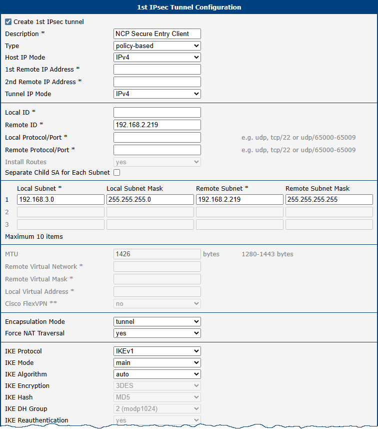 Advantech router IPsec configuration