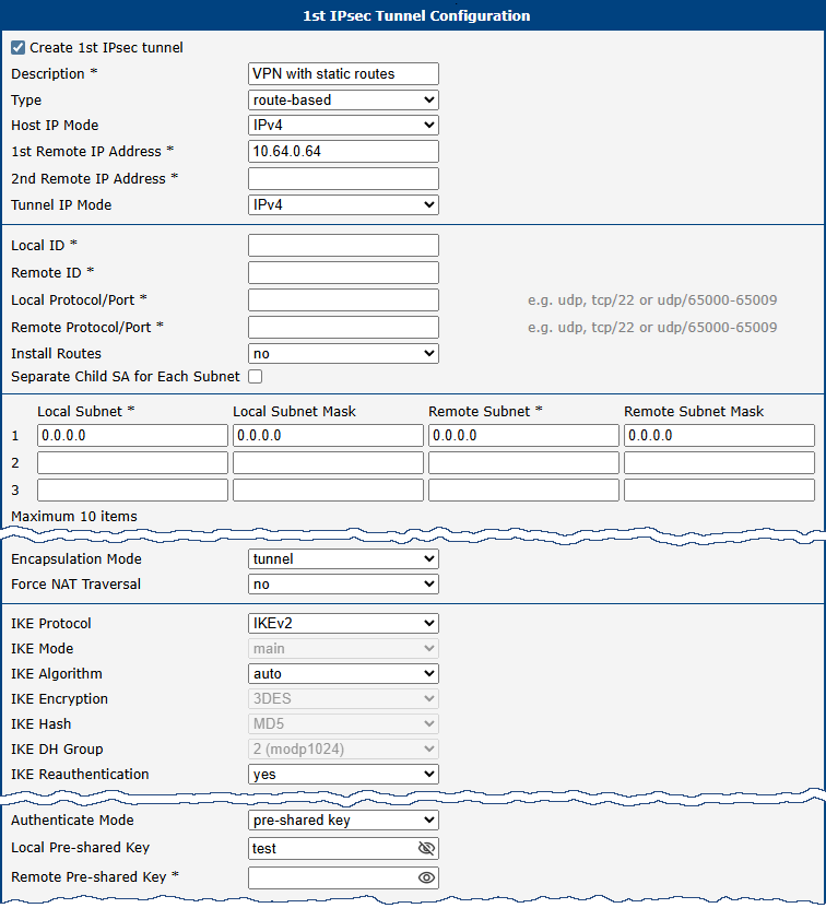 Client configuration