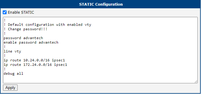 Client FRR static configuration