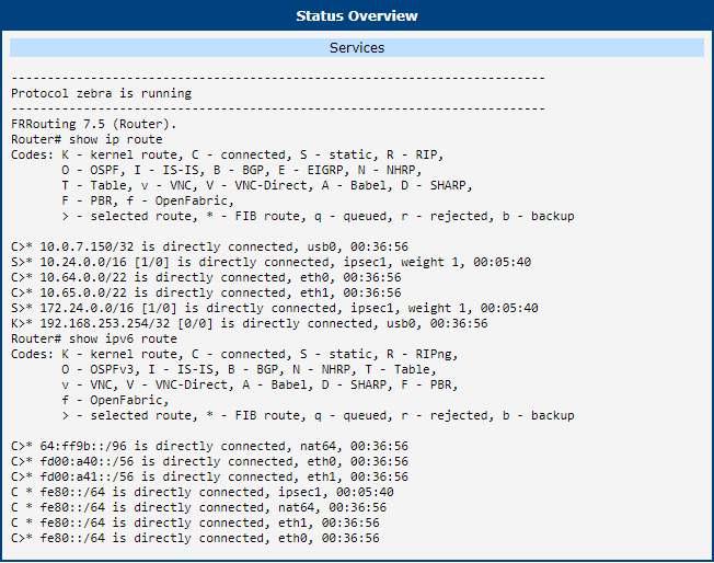 Client FRR status overview