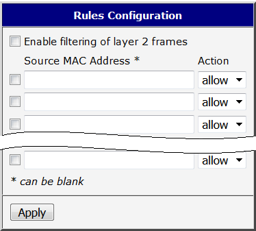 Example of rules configuration