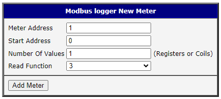 Modbus logger meter configuration