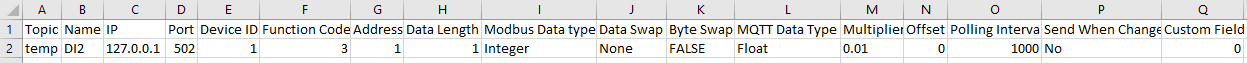 Modbus to MQTT .csv configuration