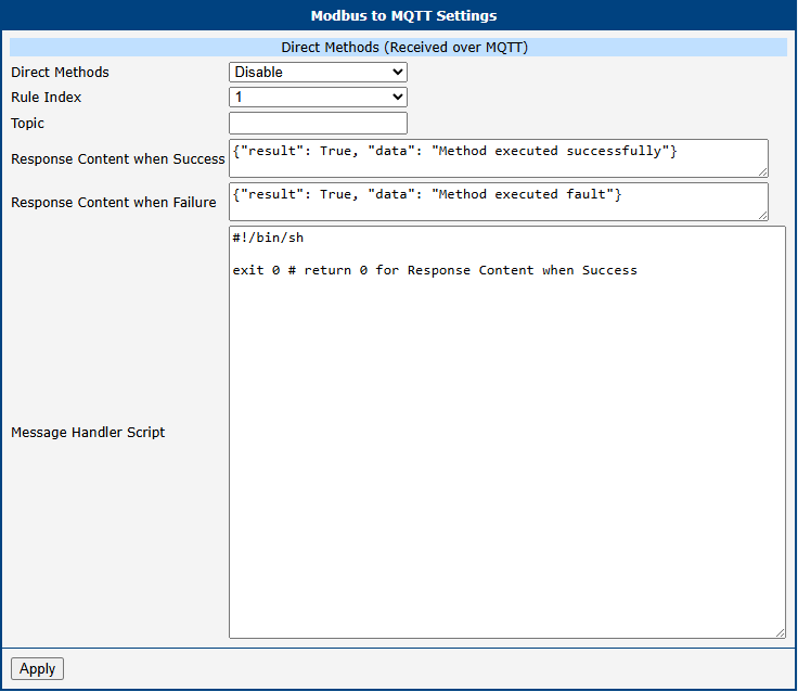 Direct methods settings
