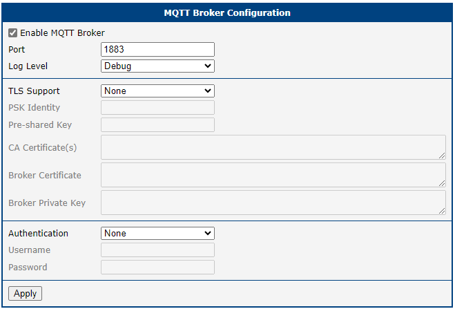MQTT Broker configuration
