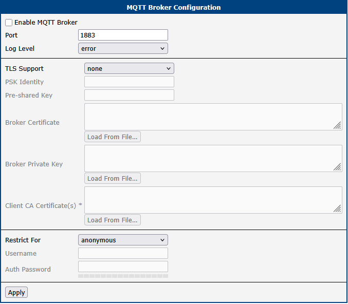 Broker Configuration