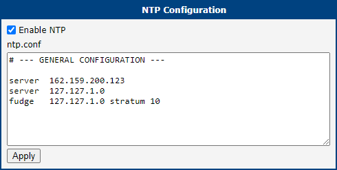 NTP configuration