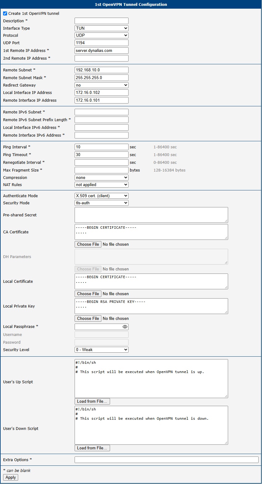 Router configuration