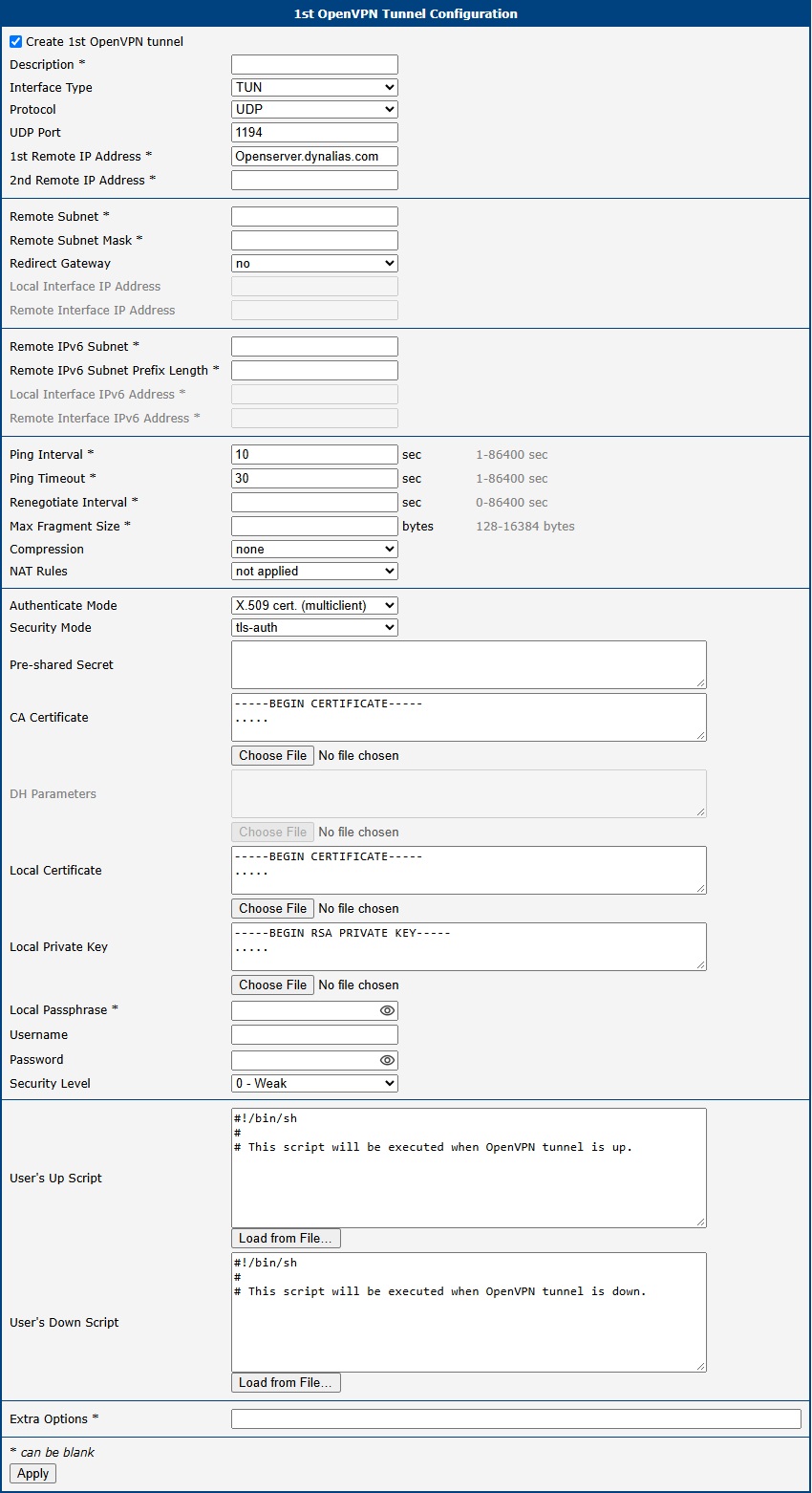 Advantech router configuration