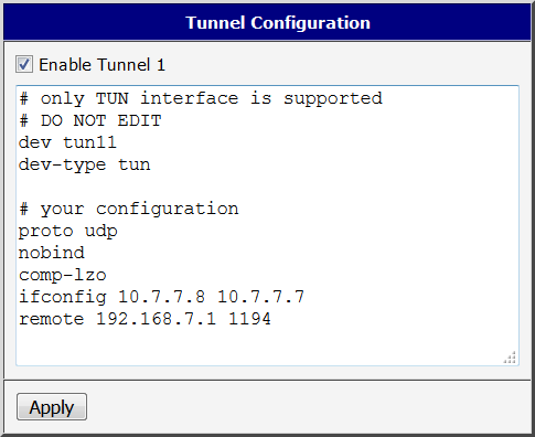 Configuration page — example